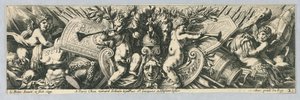 Fregi: trofei di armi e putti