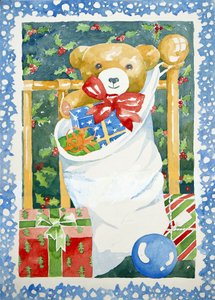 Calza di Natale, 2011 (acquerello) da Jennifer Abbott