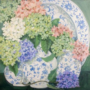 Ortensie, 2018 (acrilico su tela) da Jennifer Abbott