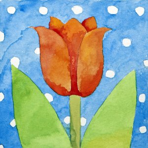 Tulipano blu sfondo a macchie bianche, 2013 (acquerello) da Jennifer Abbott