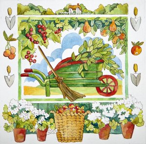 Carriola - giardino circostante, 2012 acquerello da Jennifer Abbott