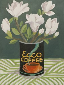Magnolia bianca in un vecchio barattolo di caffè (acrilico) da Jennifer Abbott