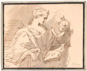 Una santa con un libro e un putto da Jens Juel