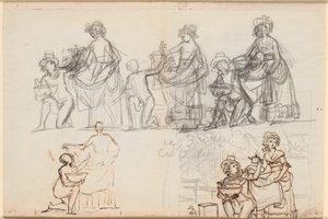 Vari schizzi per una scena del dramma di P.A. Heiberg "Chinafarene" da Jens Juel