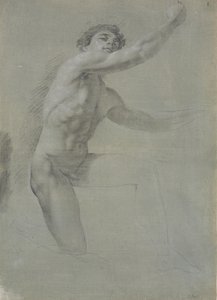 Modello visto di fronte, inginocchiato sul ginocchio destro; non completato