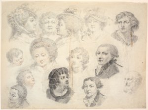 Foglio di schizzi con teste da Jens Juel