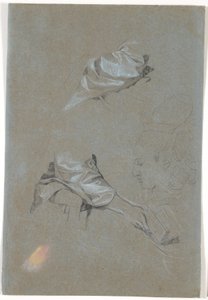 Studio di maniche di seta, una mano destra con un libro e un profilo da Jens Juel