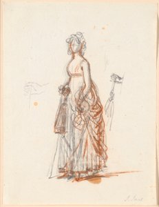 Studio per il ritratto della famiglia Ryberg; figura della signora Ryberg e mano destra con un parasole da Jens Juel