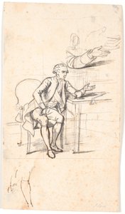 Studio per il ritratto di famiglia Holmskiold del 1787: consigliere segreto Theodor Holmskiold seduto a un tavolo da Jens Juel
