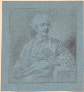 Studio per un ritratto di un giovane seduto con un pezzo di carta in mano. Mezza figura di fronte da Jens Juel