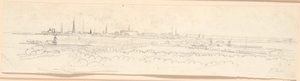 Veduta di Copenaghen da Frederiksberg Bakke. Studio di sfondo per il ritratto di Federico VI come principe ereditario da Jens Juel