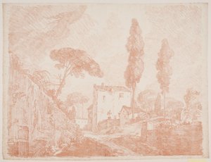 Paesaggio fantastico italiano con alberi e case da Jens Petersen Lund