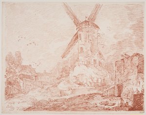 Paesaggio italiano con mulino a vento da Jens Petersen Lund