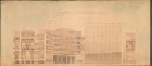 Il Teatro Reale 1874. Sezione longitudinale da Jens Vilhelm Dahlerup