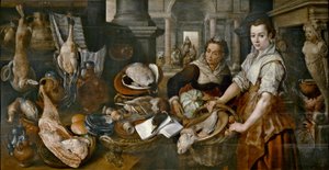 Spagnolo:  Cristo in casa di Marta e Maria Cristo in casa di Marta e Maria da Joachim Beuckelaer