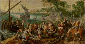 Il miracoloso pescaggio dei pesci da Joachim Beuckelaer