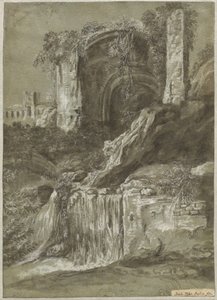 Una cascata con rovine (verso) da Joachim Franz Beich