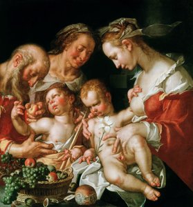La Sacra Famiglia con Giovanni Battista, ca. 1600 da Joachim Wtewael or Utewael