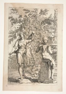 Atalanta e un fauno, da Sculpturae Veteris Admirata da Joachim von Sandrart