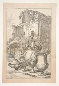 Vasi in un paesaggio tra rovine antiche