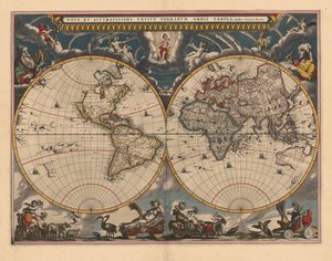 Mappa del mondo a doppio emisfero, 1662 da Joan Blaeu