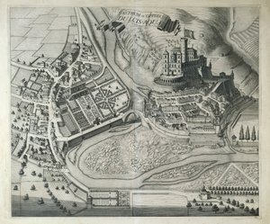 Italia, Dolceacqua, Il villaggio di Dolceacqua (Imperia) da Theatrum Regiae Celsitudinis Sabaudiae di Joan Blaeu, Amsterdam da Joan Blaeu
