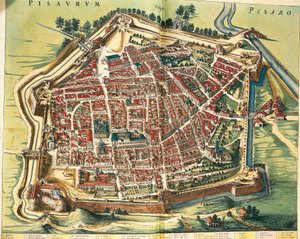 Italia, Mappa di Pesaro, da Theatrum civitatum et admirandorum Italiae di Joan Blaeu