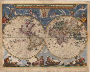 Carta del mondo. Doppia emisfero da Joan Blaeu