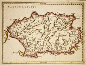 Mappa della regione Sardegna da Joan Blaeu