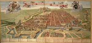Mappa di Torino, incisione dal Theatrum Sabaudiae di Joan Blaeu, stampata in Italia