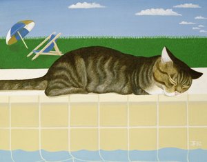 Gatto tigrato vicino a una piscina
