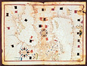 Mappa della parte orientale del Mediterraneo e del Mar Nero, manoscritto di un atlante portolano del XVI secolo da Joan Martines