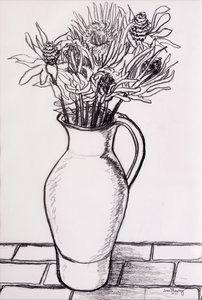 Brocca Marrone con Fiori Secchi
