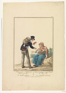 Soldato in piedi con venditrice di aragoste da Joannes Bemme