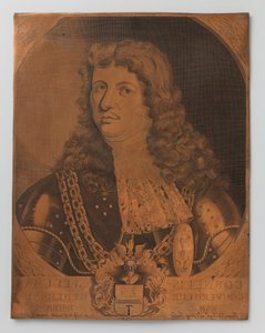 Lastra di rame incisa con ritratto (busto) di Cornelis Speelman 1640-1684, Governatore Generale delle Indie Orientali Olandesi 1681-1684 da Joannes de Jongh