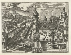 Castello con labirinto e fontana da Joannes van Doetechum (I) (attributed to)