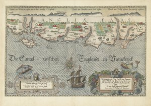 Kaart van de Zuidengelse kust tussen de Isle of Wight en Dover da Joannes van Doetechum (I)