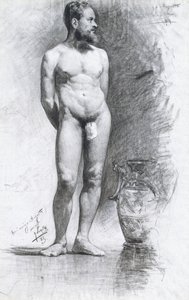 Nudo maschile accademico con urna greca, 1883