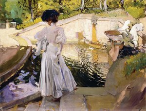 Maria che guarda i pesci, Granja, 1907 da Joaquín Sorolla
