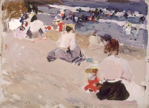 Persone sedute sulla spiaggia