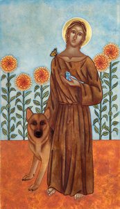 San Francesco e il lupo di Gubbio, 2009 (tempera all