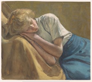 Ragazza che riposa da Johan Antonie de Jonge (signed by artist)