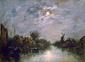 Canale olandese al chiaro di luna da Johan Barthold Jongkind
