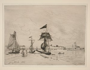 Pontile di legno nel porto di Honfleur da Johan Barthold Jongkind