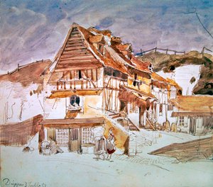 Vecchie case a Dieppe, Normandia, Francia, 1851 da Johan Barthold Jongkind
