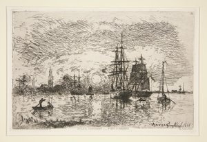 Soleil Couchant - Port d da Johan Barthold Jongkind