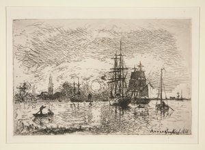 Sole al tramonto - Porto da Johan Barthold Jongkind