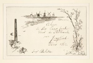 Titolo del quaderno di sei acqueforti da Johan Barthold Jongkind