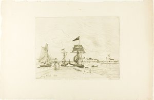 Molo di legno, porto di Honfleur da Johan Barthold Jongkind