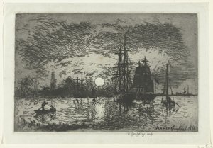 Tramonto al porto di Anversa da Johan Barthold Jongkind